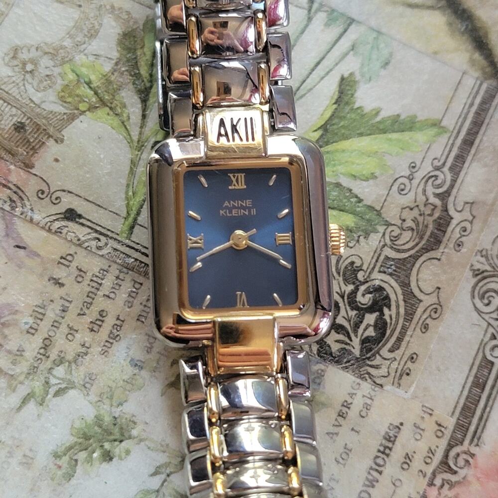 Vintage Watches Anne Klein II Quartz Navy Dial Two Tone Womens Dress Watch